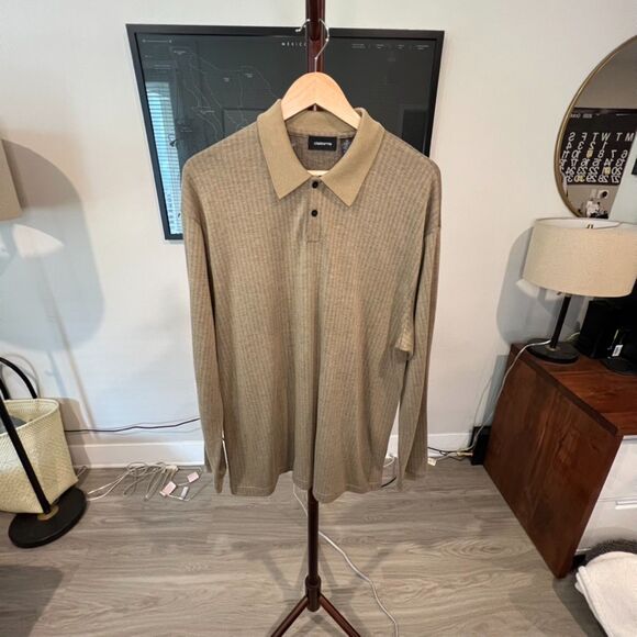 Claiborne - LS Micro Herringbone Polo - Bronze - Picture 1 of 7